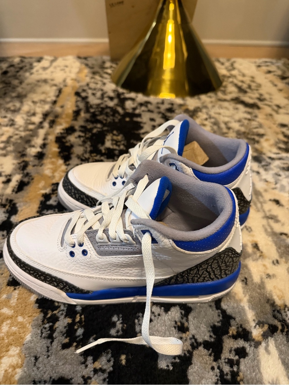 Jordan Kids White Blue Elephant Print Sneakers
